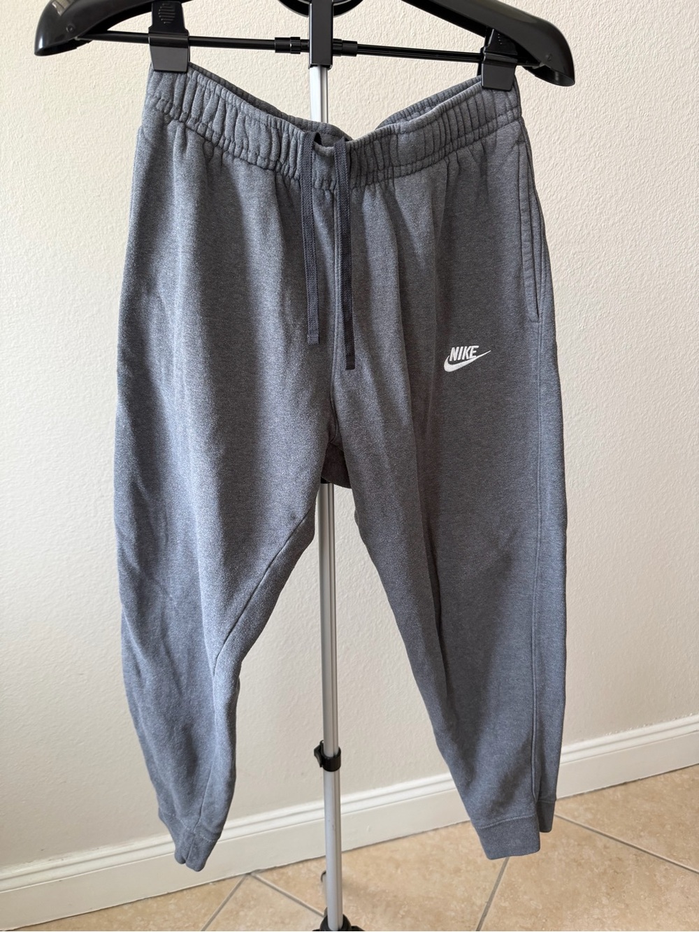 Nike Light Gray Athletic Joggers with White Logo